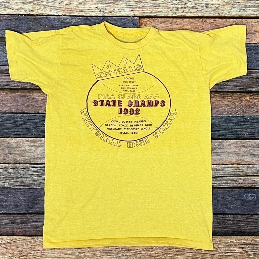 Vintage White Hall High School Pennsylvania 1982 State Champions Basketball Tee